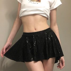 Vintage Black Sequin Mini Skirt
